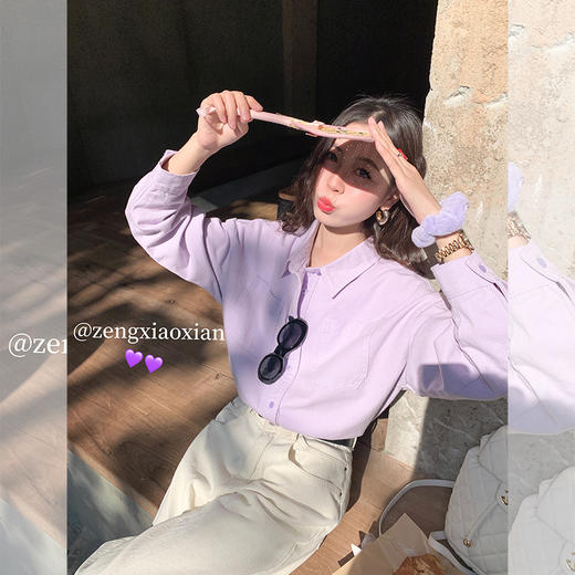 <曾小咸推荐> 【芋泥波波紫】紫色牛仔衬衫 商品图1