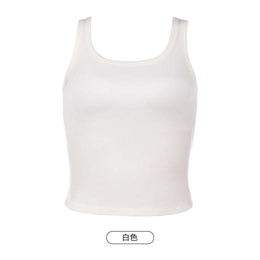 都市丽人宽肩背心女罗纹棉背心无尺码有固定杯棉质宽肩背心无钢圈无排扣LV44A2 商品图8