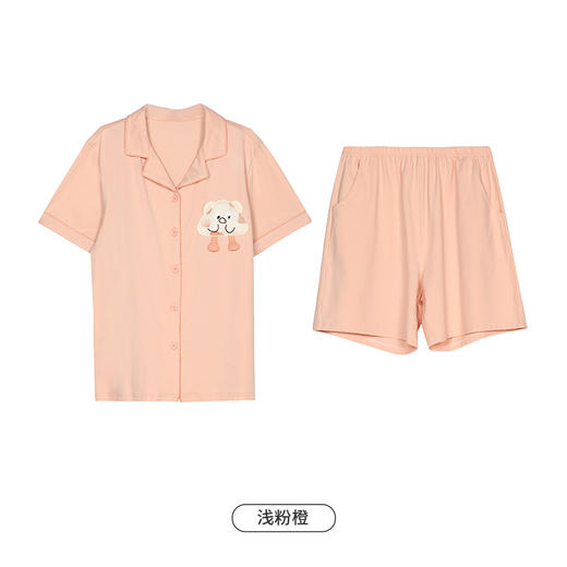 都市丽人生活家居春夏睡衣女32支CVC单面家居服薄款短袖短裤女士套装LH41D2 商品图11