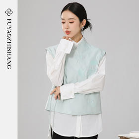 扶摇 2024年春装新中式印花马甲新款复古国风无袖外套女上衣