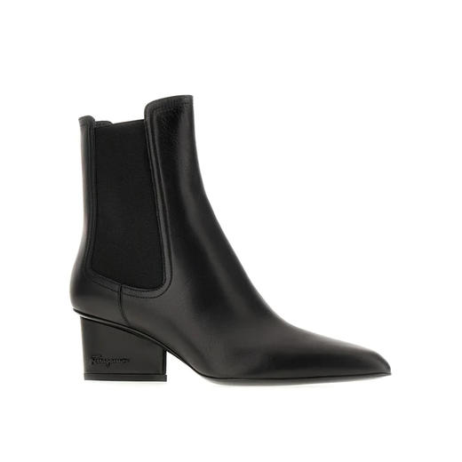 FERRAGAMO 菲拉格慕 女士皮革短靴 黑色 745259 商品图1