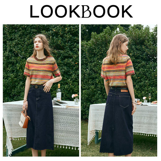 OLrain欧芮儿牛仔蓝半身裙女早春2024年新款高腰开叉A字包臀裙 商品图4