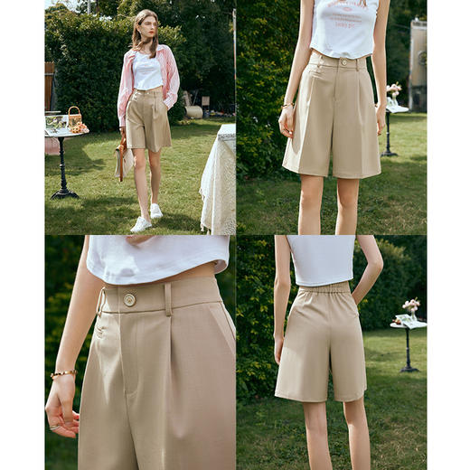 OLrain欧芮儿卡其色休闲裤女早春2024年新款通勤百搭高级西装短裤 商品图2