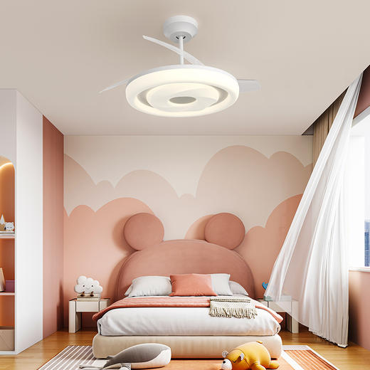欧普（OPPLE）趣风卧室风扇灯奶油风隐形吊扇灯 商品图1