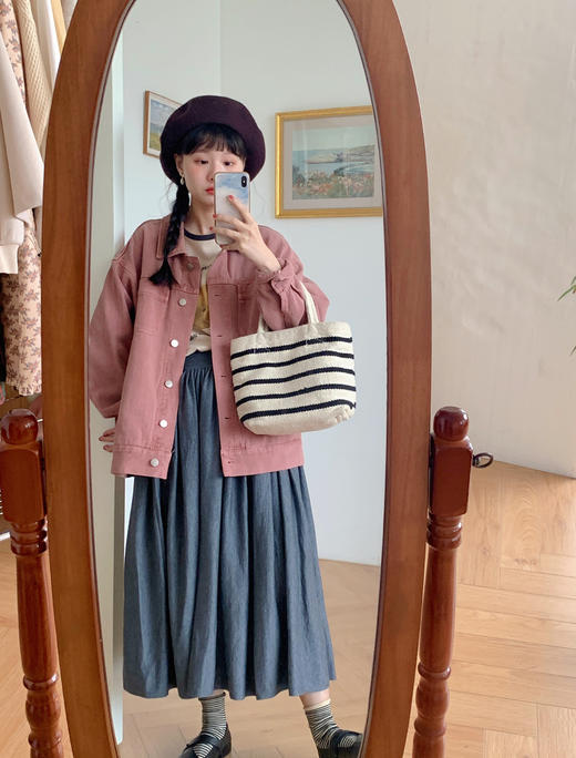 老米优品。春款。韩系 复古做旧 《石磨褪色水洗牛仔外套》爱的就是这一份少年感！慵懒感！怀旧感！巨百搭~~ WT240219A  偶 商品图0