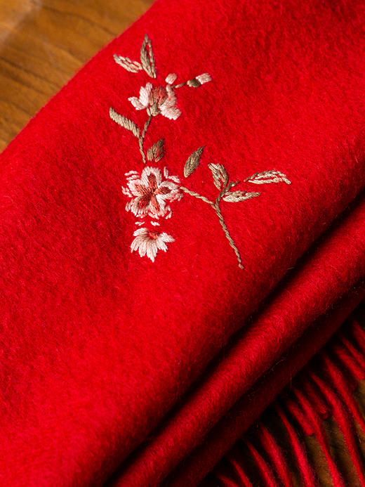 牧衣游100%羊绒围巾保暖红色 黎冬【不支持会员折】 商品图1