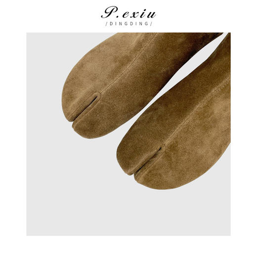 04-5潘依绣丁丁宠粉胎牛绒英伦风分趾鞋粗跟百搭短靴 QL90301 商品图2