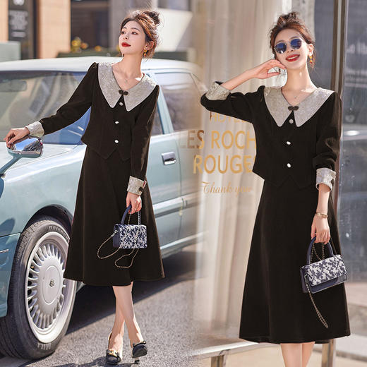 新中式国风套装裙，高级感小香风法式气质名媛盘扣两件套HR-YLFS8879 商品图2