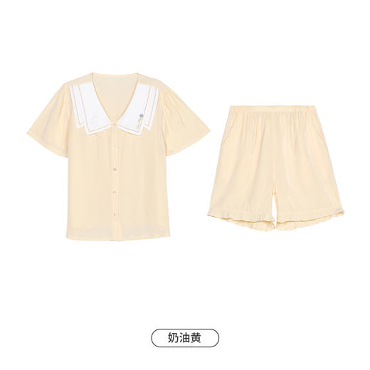都市丽人生活家居春夏睡衣女泡泡梭织棉家居服薄款短袖短裤女士梭织棉套装LH41D8 商品图8