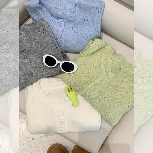 <曾小咸推荐> 【软糖女孩】4色镂空针织开衫 商品图4