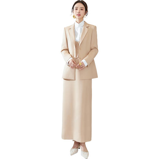 扶摇 新中式春装穿搭一整套西装外套高腰中长款半身裙两件套 商品图4