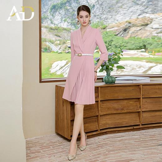 AD时尚西装百褶裙2024早春新款粉色连衣裙气质女神范职业装正装裙 商品图0