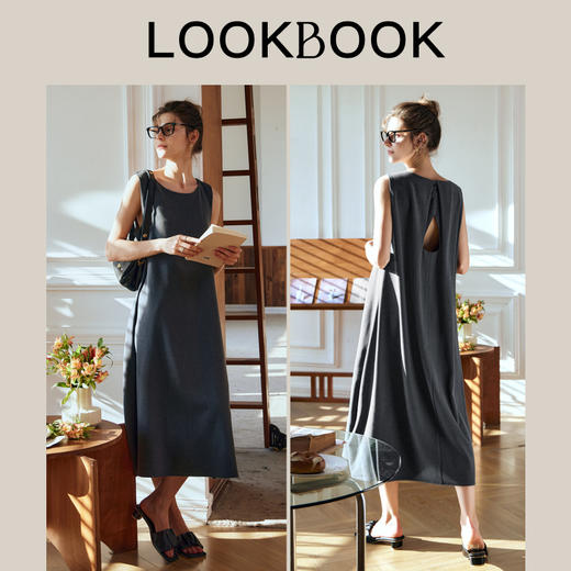 OLrain欧芮儿灰色无袖连衣裙女早春2024年新款简约气质慵懒长裙 商品图4