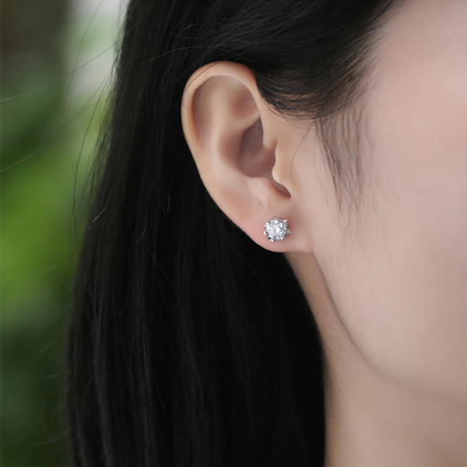 【玖钻】经典莫桑钻-雪花耳钉1克拉  FX-A-1966-240220 商品图1