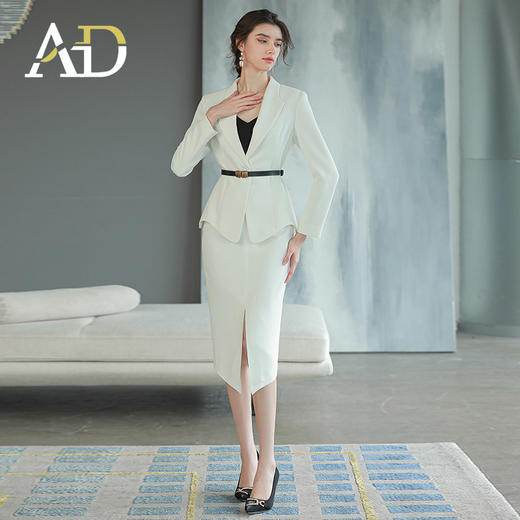 AD高端职业装女套装轻奢名媛范西装套裙收腰显瘦开叉包臀裙工作服 商品图2