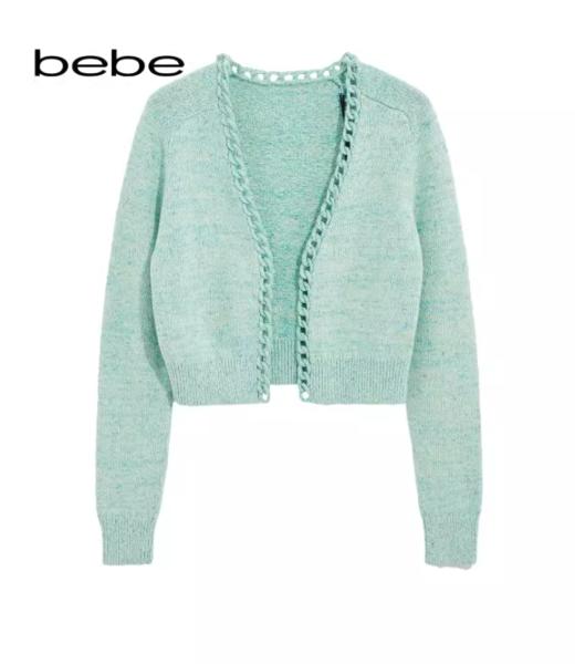 【2F】bebe2024春季新款女士气质链条长袖短款宽松针织开衫 商品图1