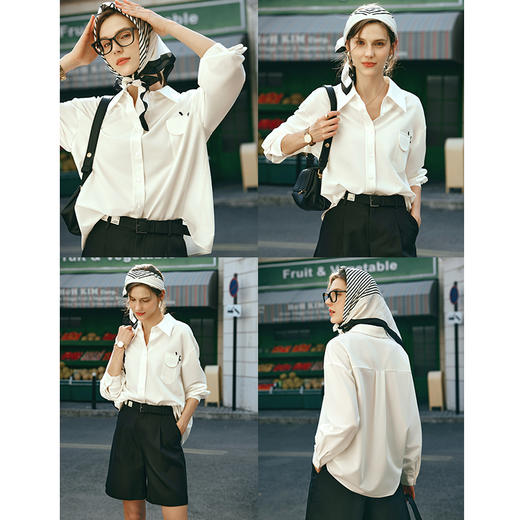 欧芮儿法式米白色衬衫女春日2024新款刺绣长袖衬衣气质上衣高级感 商品图2