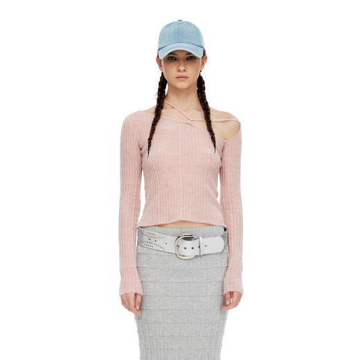 NUTH 薄款弹力设计感长袖修身针织衫女 商品图3