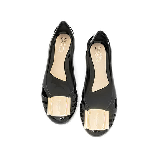 FERRAGAMO 菲拉格慕 女士经典蝴蝶结休闲凉鞋 黑色 550643 商品图1