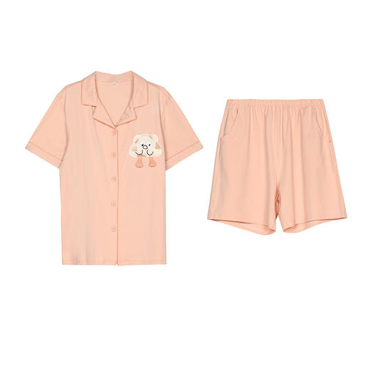 都市丽人生活家居春夏睡衣女32支CVC单面家居服薄款短袖短裤女士套装LH41D2 商品图3