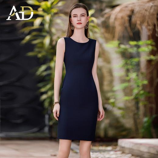 A99D高档职业连衣裙女新款开叉一步裙无袖内搭西装裙子藏青色工作服 商品图2