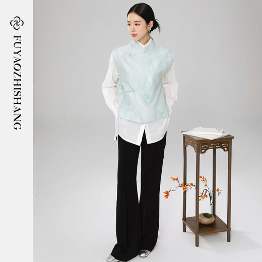 扶摇 2024年春装新中式印花马甲新款复古国风无袖外套女上衣 商品图3