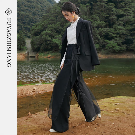 扶摇 气场强大女装新中式国风西装套装高级感气质职业两件套 商品图2
