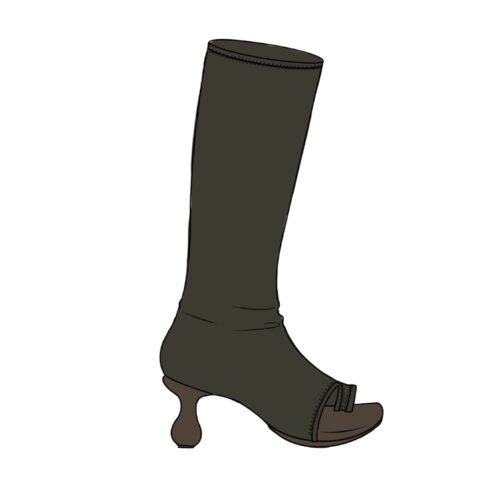 墨绿色长筒袜高跟鞋