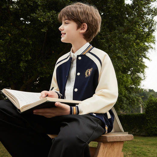 【英氏】【120-170】男童春秋棒球服外套学院风中百搭开衫 商品图1
