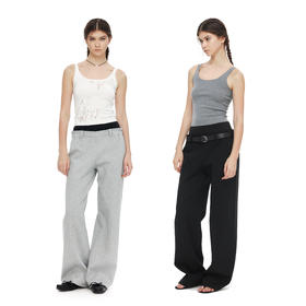 NUTH双腰头拼接设计感宽松显瘦直筒休闲卫裤