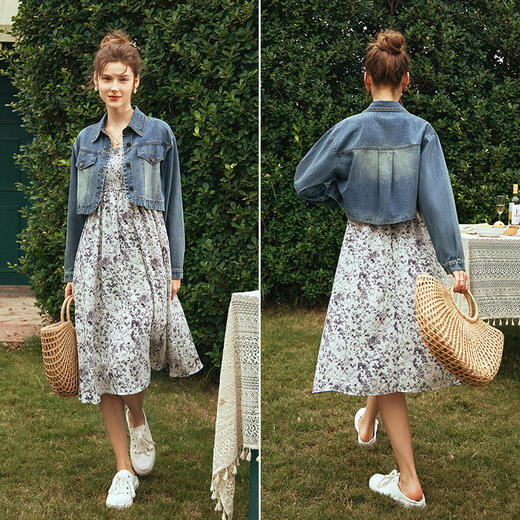 OLrain欧芮儿水洗蓝牛仔短外套女春季2024年新款复古简约百搭上衣 商品图4