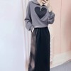 A7061       韩版时尚气质休闲爱心印花卫衣+半身裙两件套套裙（特价不退换） 商品缩略图0