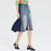谜底半身裙2024夏季新款复古高腰百搭牛仔拼接中长裙女246MB7005 商品缩略图1