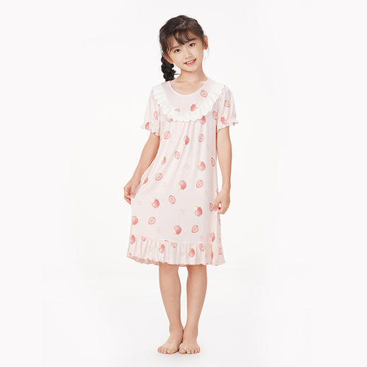 都市丽人眯雅佳生活家居春夏睡衣女童针织人棉家居服薄款短袖裙童装棉质裙装JH46A1 商品图1