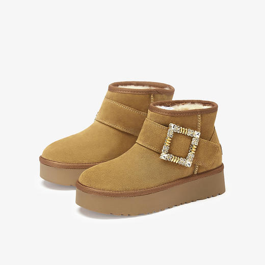 73hours女鞋冬日亮晶晶冬季新品纯色魔术贴厚底雪地靴【微瑕特卖，不支持尺码或不喜欢退换】 商品图1