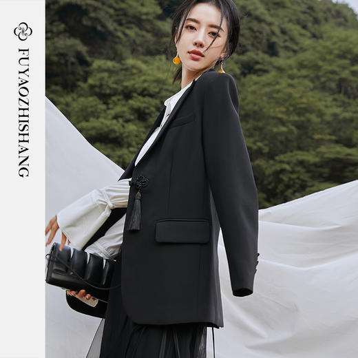 扶摇 气场强大女装新中式国风西装套装高级感气质职业两件套 商品图3