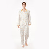 都市丽人舒适外出春夏睡衣女人字斜印花家居服薄款长袖长裤女士丝质套装LH41C7 商品缩略图1