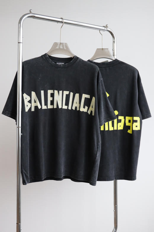 B.L.C.G 胶布绑带 字母印花 水洗做旧宽松体恤 TX167 商品图2