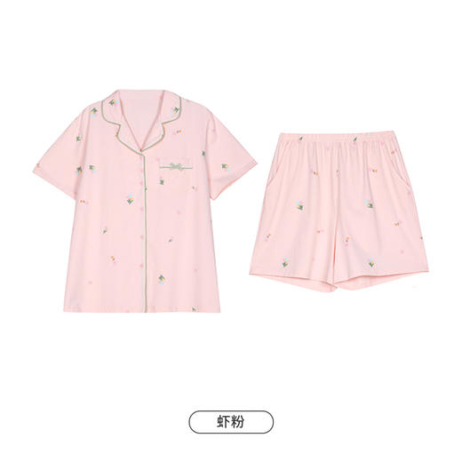 都市丽人生活家居春夏睡衣女32支CVC单面家居服薄款短袖短裤女士套装LH41D1 商品图8