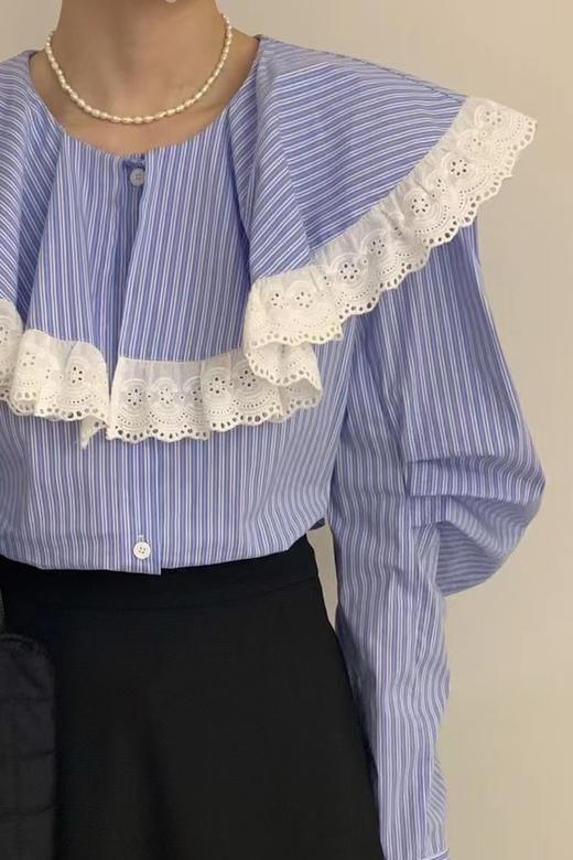 Stay2Weeks ins风娃娃领撞色条纹衬衫 17265 商品图2