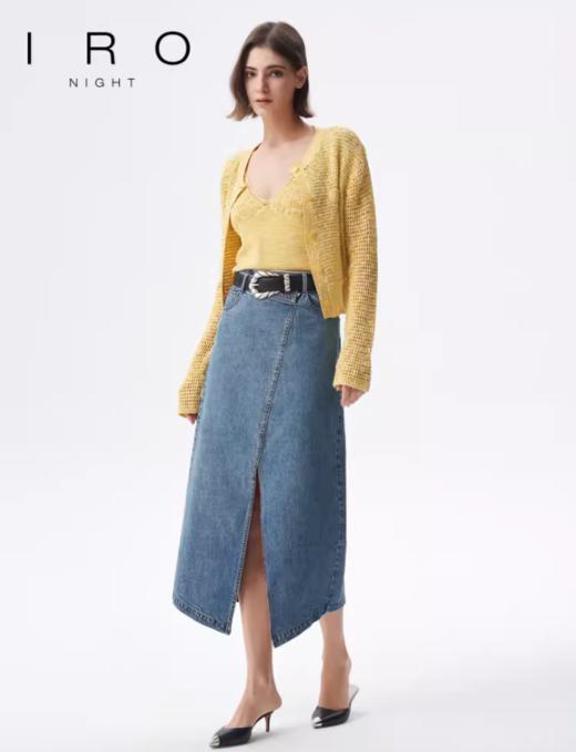 【2F】IRONight 牛仔开叉半身裙斜腰包臀A字法式轻奢优雅24春季新款 商品图0