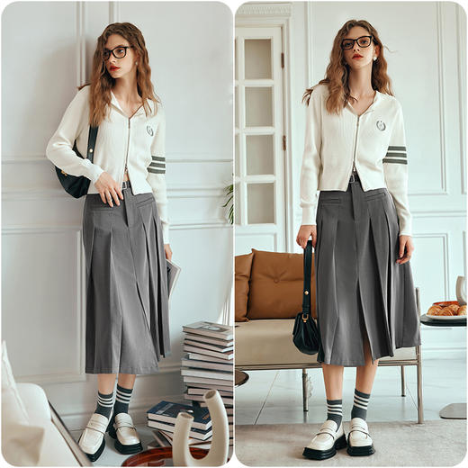 OLrain欧芮儿米白色长袖针织衫女早春2024新款休闲学院风连帽开衫 商品图4