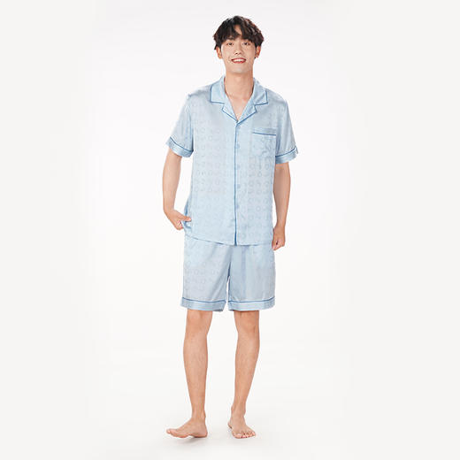 都市丽人都市锋尚好睡好眠春夏睡衣男冰雪丝提花家居服薄款短袖短裤男士丝质套装FH41A1 商品图1
