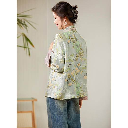 丁摩新中式国风32姆米重磅真丝上衣女春季2024新款设计感气质唐装外套ALF2479 商品图1