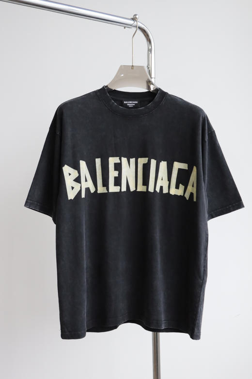 B.L.C.G 胶布绑带 字母印花 水洗做旧宽松体恤 TX167 商品图3