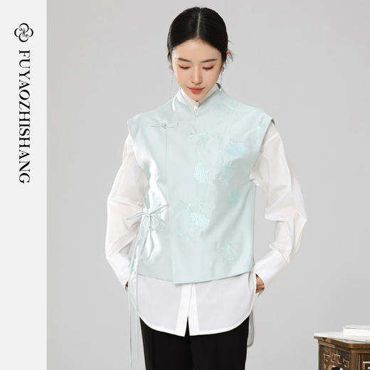 扶摇 2024年春装新中式印花马甲新款复古国风无袖外套女上衣 商品图1