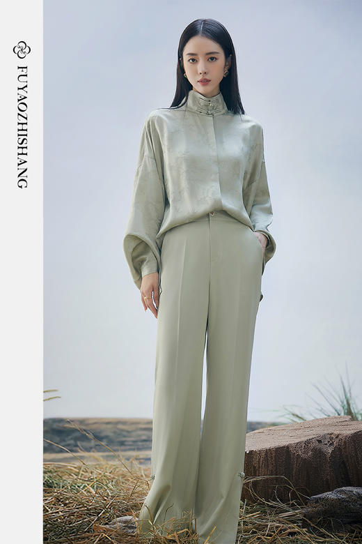 扶摇 新中式国风真丝立领衬衫女2023秋季新款香云纱复古上衣 商品图5