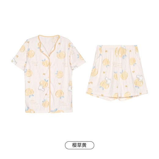 都市丽人生活家居春夏睡衣女牛奶丝提花家居服薄款短袖短裤女士牛奶丝套装LH41E2 商品图8