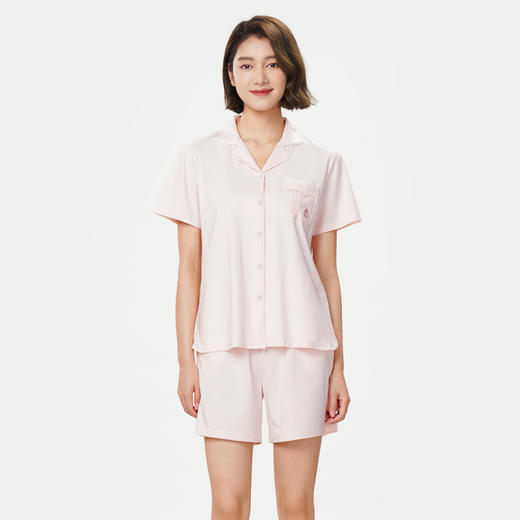 都市丽人好睡好眠春夏睡衣女凉感无尘棉家居服薄款短袖短裤女士无尘棉套装LH40A3 商品图5