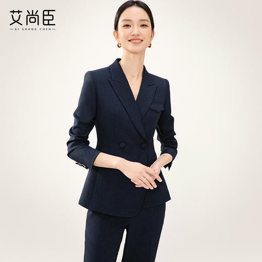 藏青色西装套装女高级感气质女神范修身显瘦售楼部酒店前台工作服 商品图0